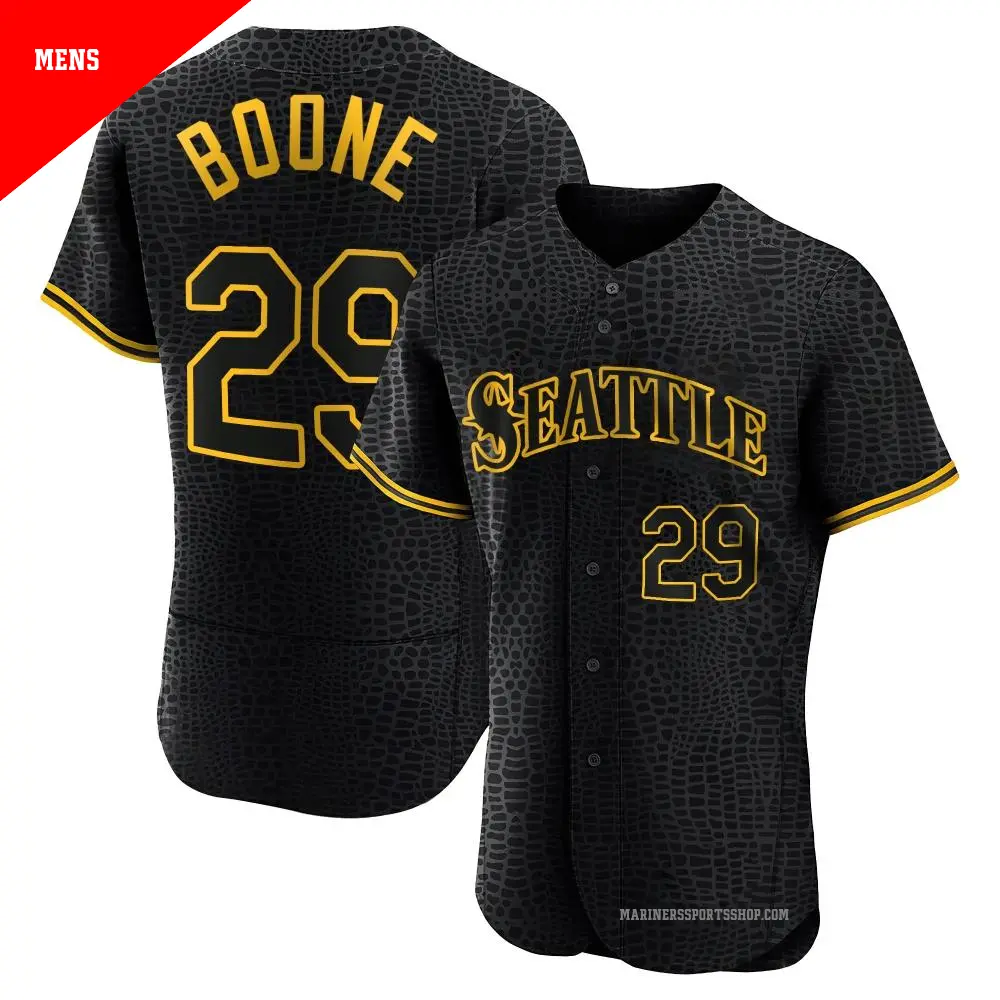 Men's ＃29 Bret Boone Seattle Mariners Black Authentic Snake Skin City Jersey