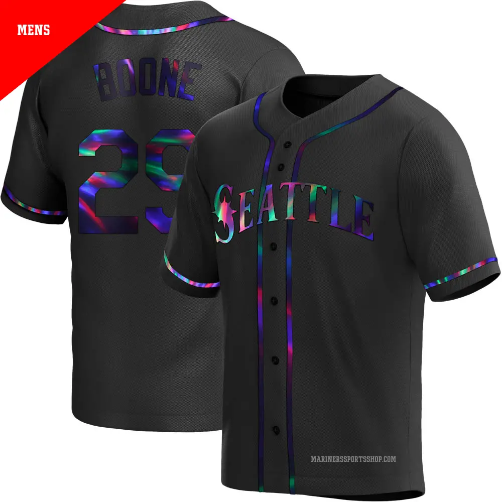 Men's ＃29 Bret Boone Seattle Mariners Black Replica Holographic Alternate Jersey