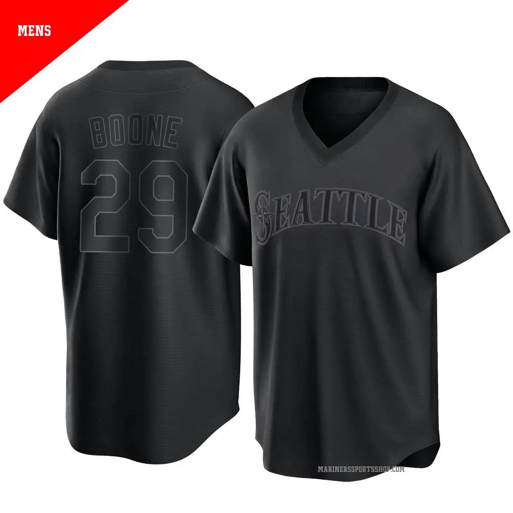 Men's ＃29 Bret Boone Seattle Mariners Black Replica Pitch Fashion Jersey