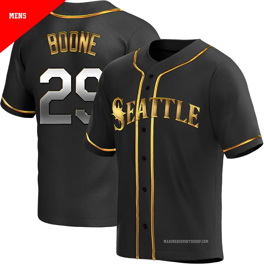 Men's ＃29 Bret Boone Seattle Mariners Gold Replica Black en Alternate Jersey