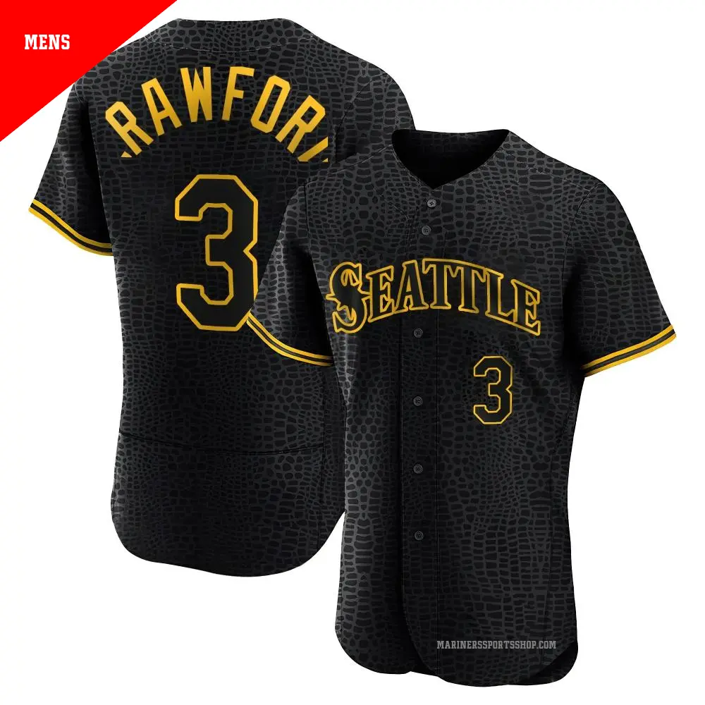 Men's ＃3 J.P. Crawford Seattle Mariners Black Authentic Snake Skin City Jersey