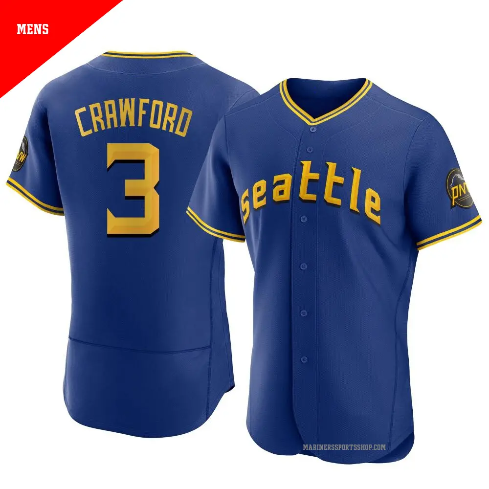 Men's ＃3 J.P. Crawford Seattle Mariners Royal Authentic 2023 City Connect Jersey