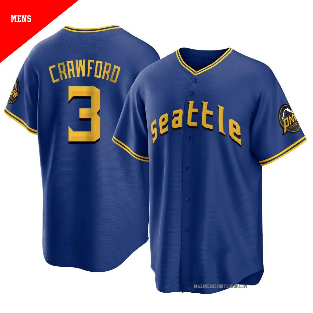 Men's ＃3 J.P. Crawford Seattle Mariners Royal Replica 2023 City Connect Jersey