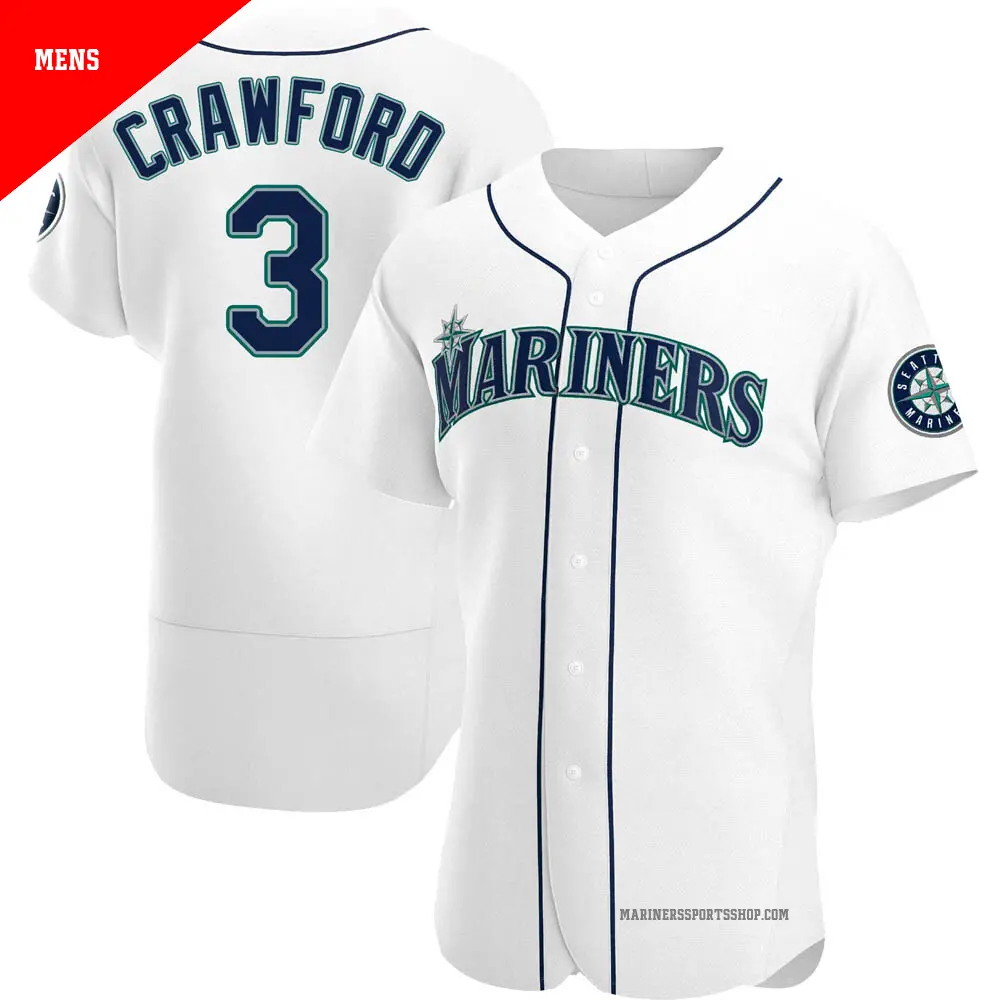 Men's ＃3 J.P. Crawford Seattle Mariners White Authentic Home Jersey