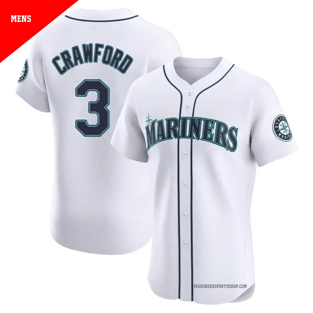 Men's ＃3 J.P. Crawford Seattle Mariners White Elite Home Jersey