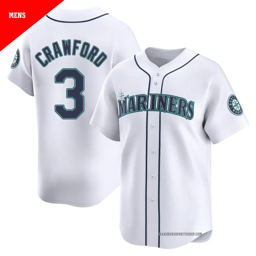 Men's ＃3 J.P. Crawford Seattle Mariners White Limited Home Jersey