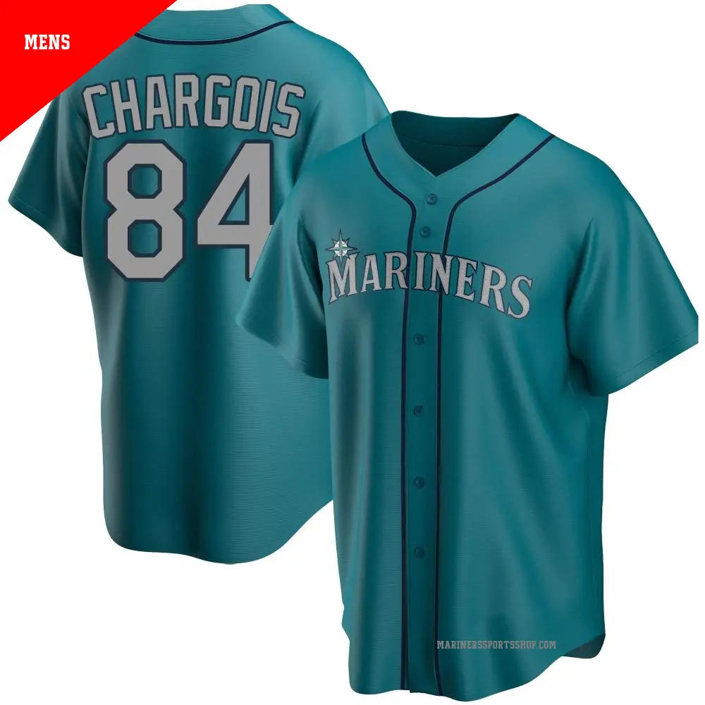 Men's ＃84 JT Chargois Seattle Mariners Aqua Replica Alternate Jersey