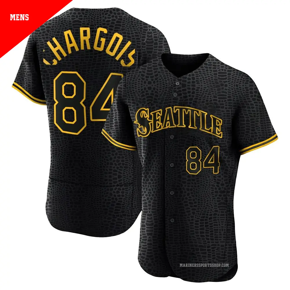 Men's ＃84 JT Chargois Seattle Mariners Black Authentic Snake Skin City Jersey