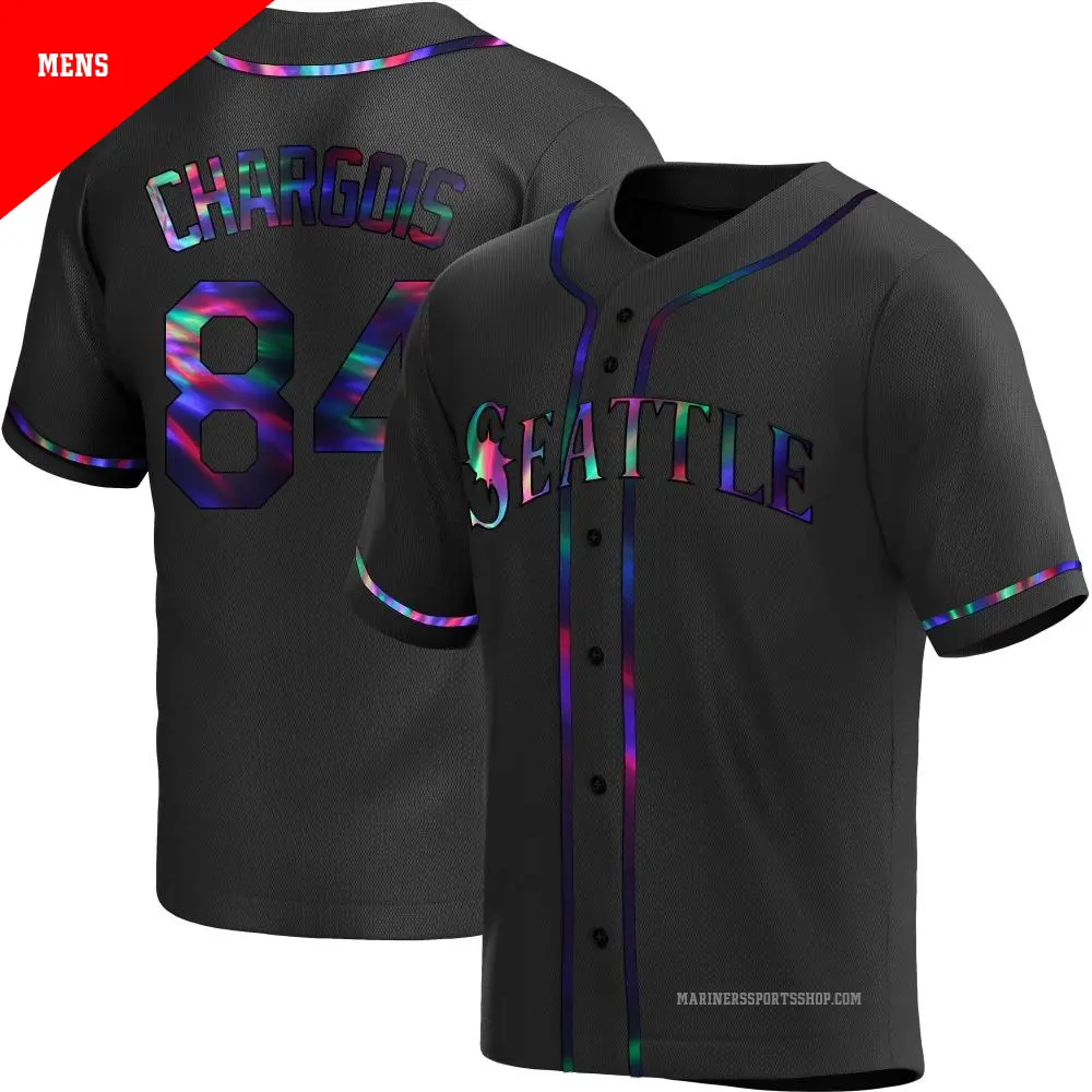 Men's ＃84 JT Chargois Seattle Mariners Black Replica Holographic Alternate Jersey