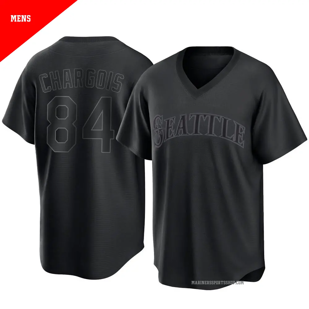 Men's ＃84 JT Chargois Seattle Mariners Black Replica Pitch Fashion Jersey