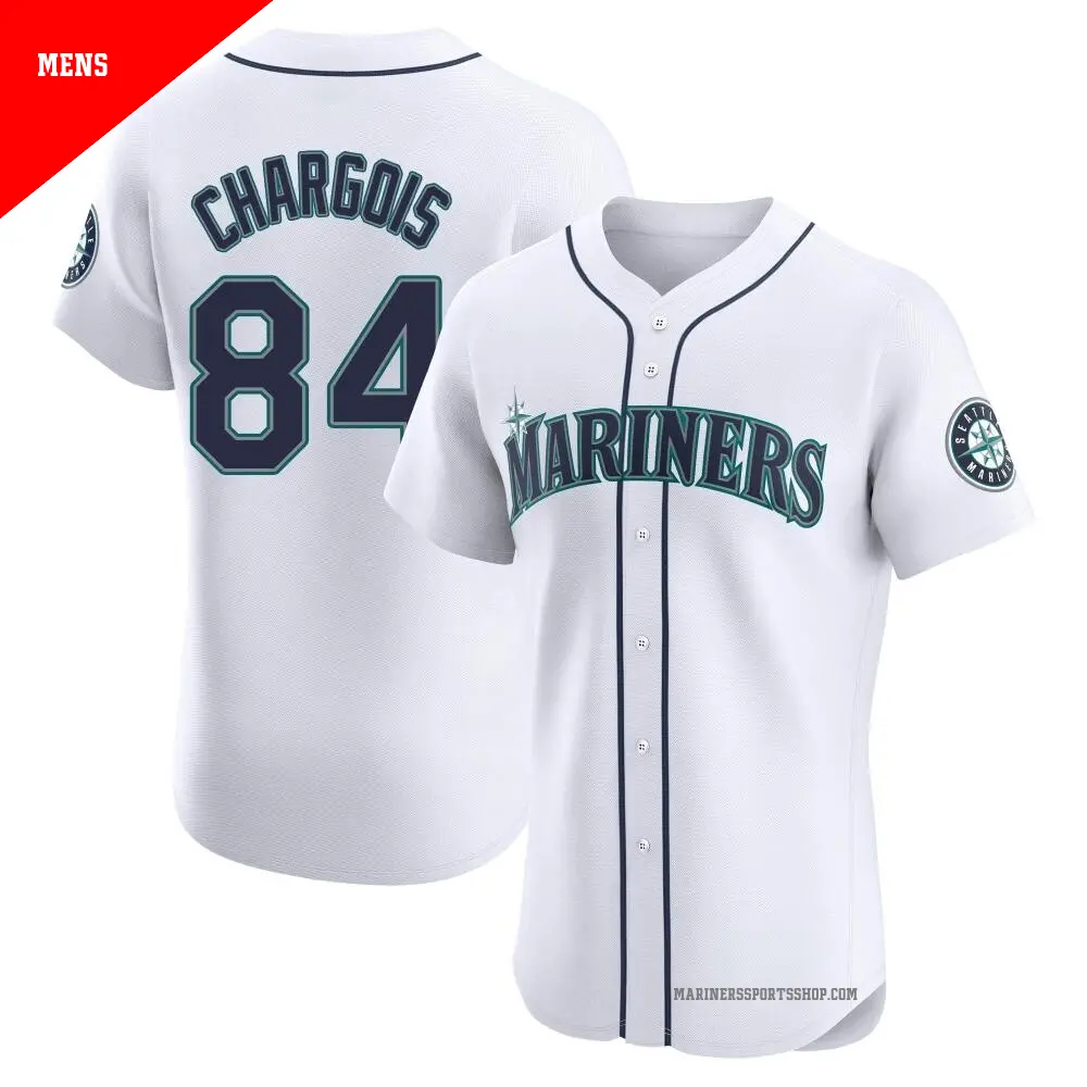 Men's ＃84 JT Chargois Seattle Mariners White Elite Home Jersey