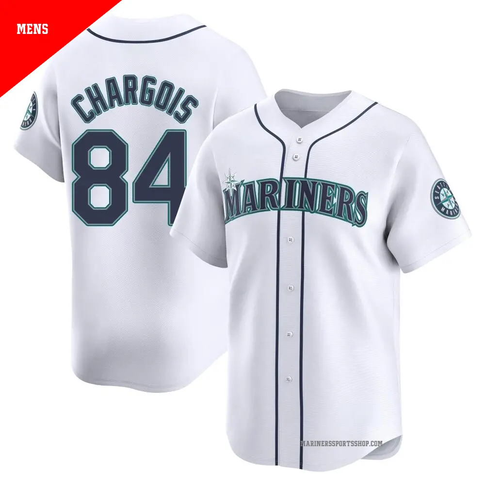 Men's ＃84 JT Chargois Seattle Mariners White Limited Home Jersey