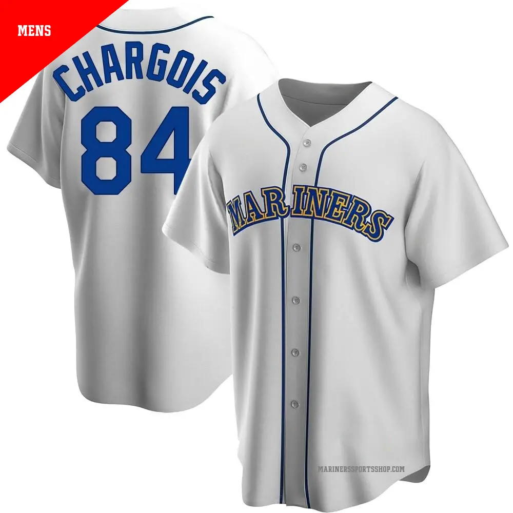 Men's ＃84 JT Chargois Seattle Mariners White Replica Home Cooperstown Collection Jersey