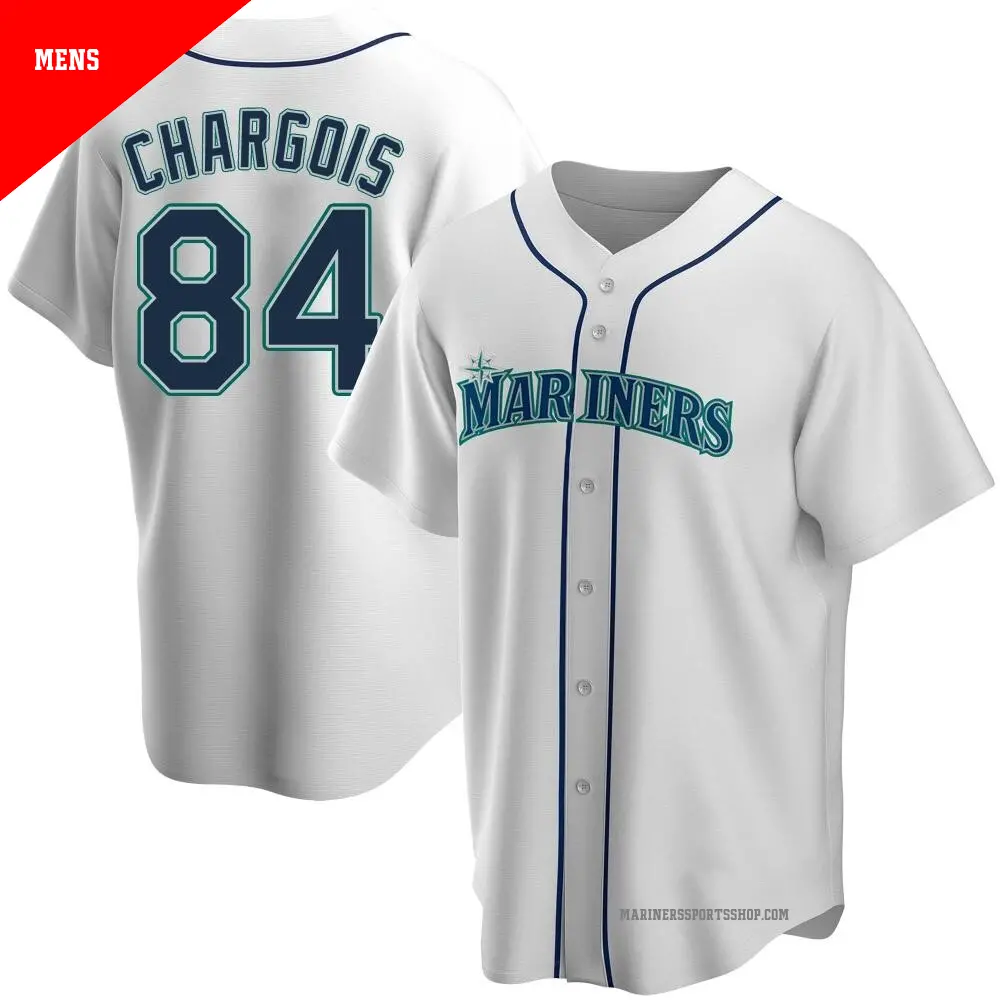 Men's ＃84 JT Chargois Seattle Mariners White Replica Home Jersey