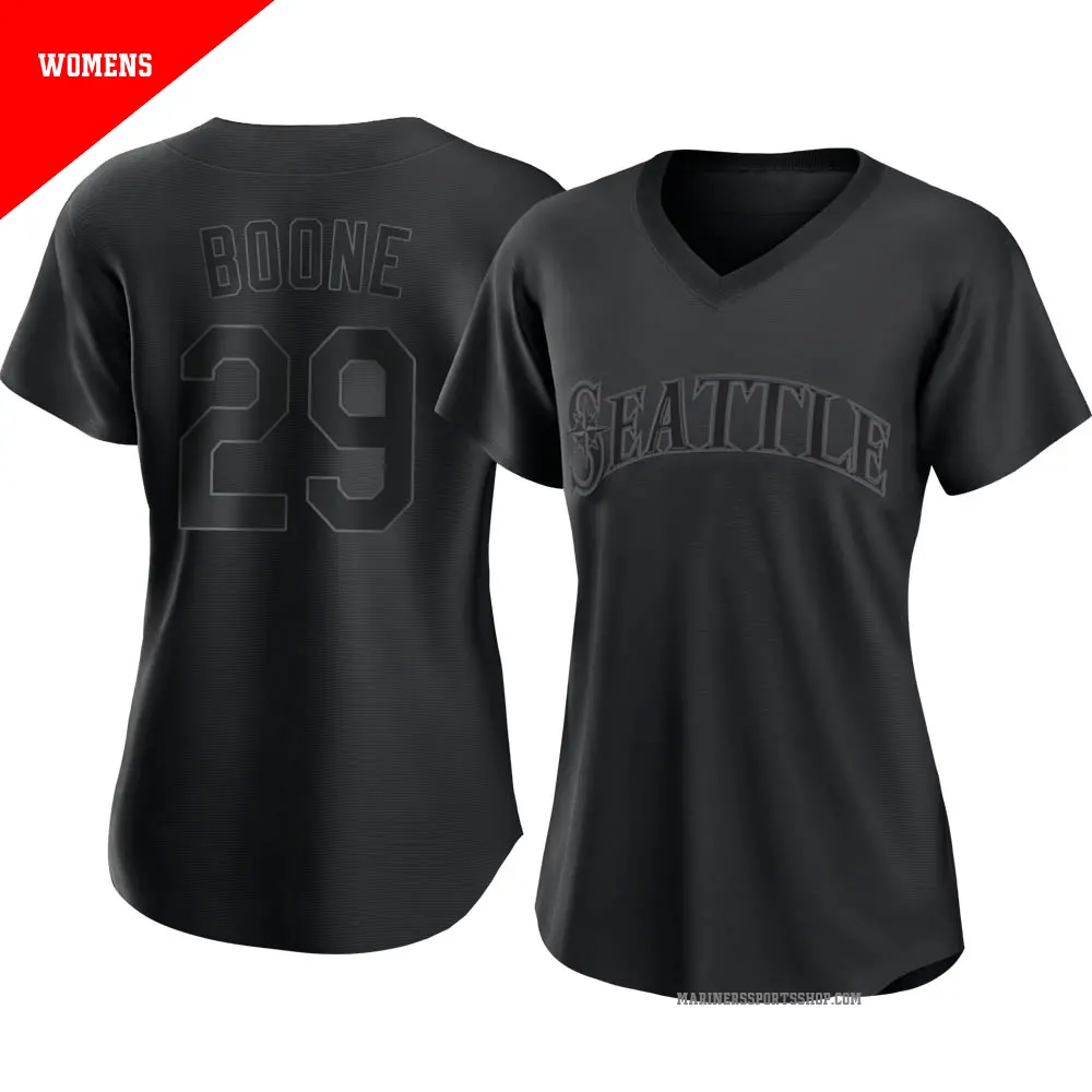 Women's ＃29 Bret Boone Seattle Mariners Black Authentic Pitch Fashion Jersey