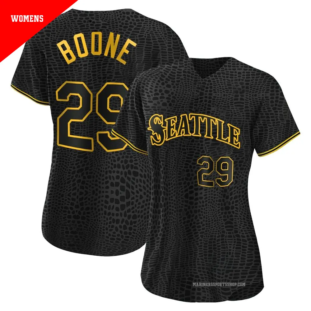 Women's ＃29 Bret Boone Seattle Mariners Black Authentic Snake Skin City Jersey