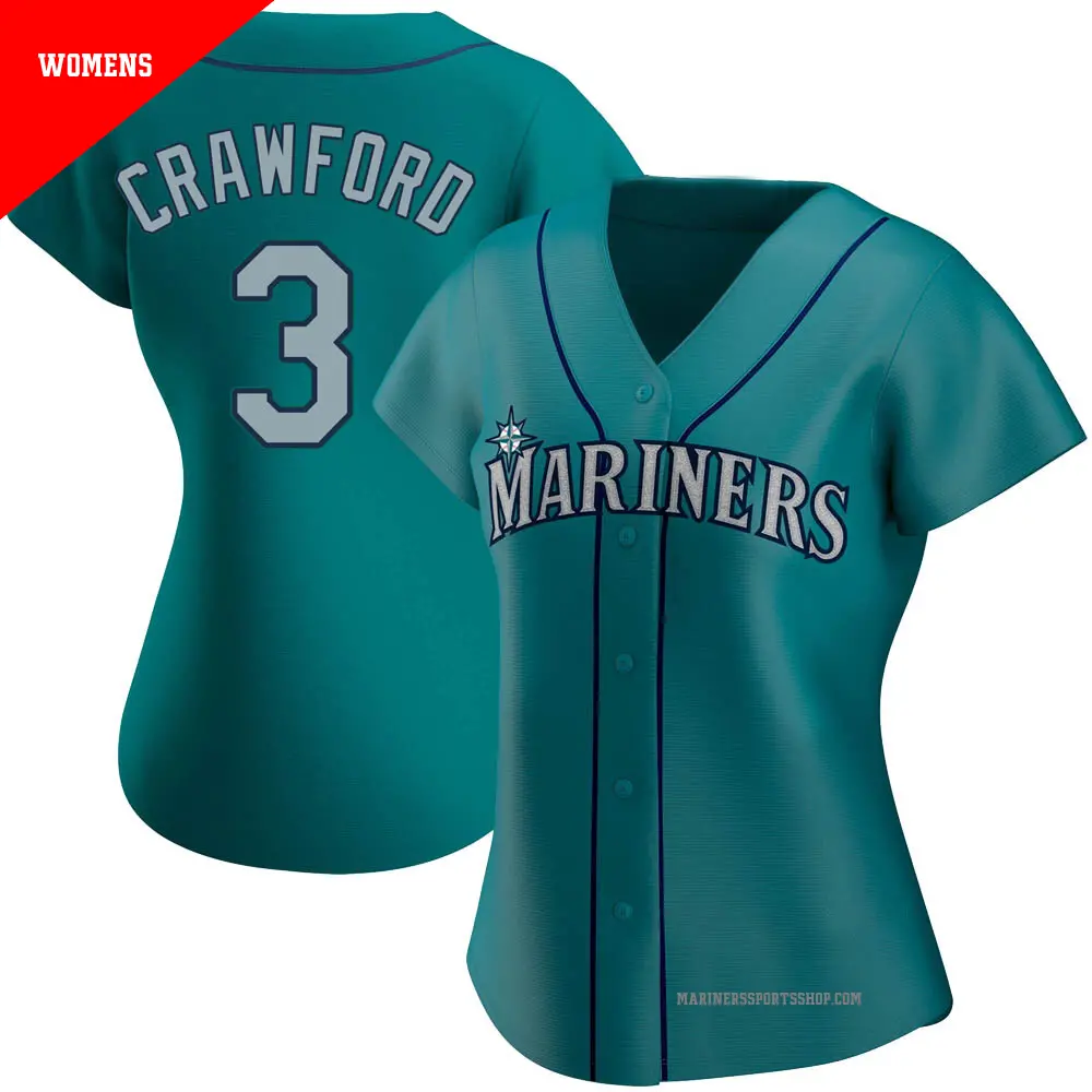 Women's ＃3 J.P. Crawford Seattle Mariners Aqua Authentic Alternate Jersey