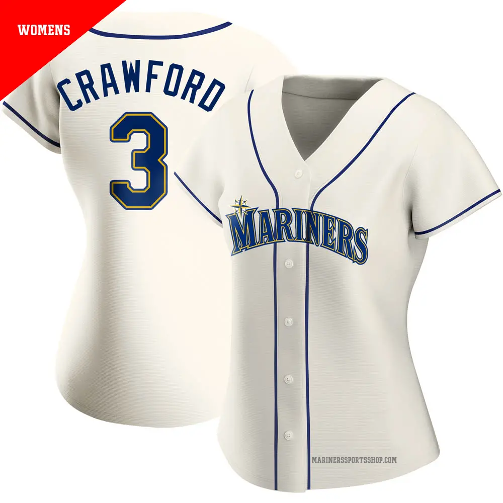 Women's ＃3 J.P. Crawford Seattle Mariners Cream Authentic Alternate Jersey