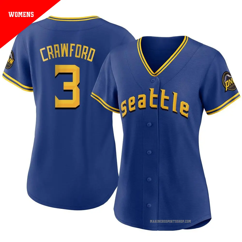 Women's ＃3 J.P. Crawford Seattle Mariners Royal Authentic 2023 City Connect Jersey