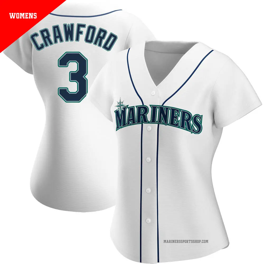 Women's ＃3 J.P. Crawford Seattle Mariners White Authentic Home Jersey