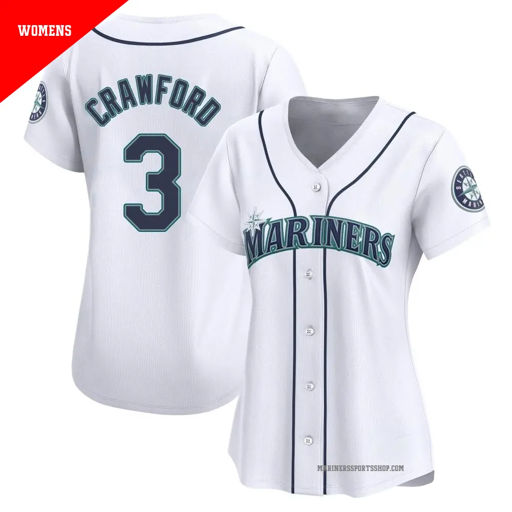 Women's ＃3 J.P. Crawford Seattle Mariners White Limited Home Jersey