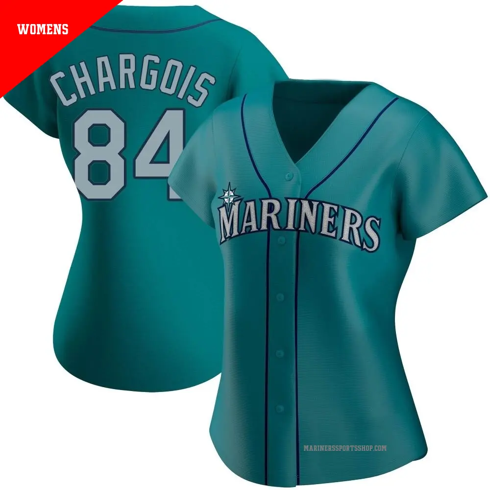 Women's ＃84 JT Chargois Seattle Mariners Aqua Authentic Alternate Jersey