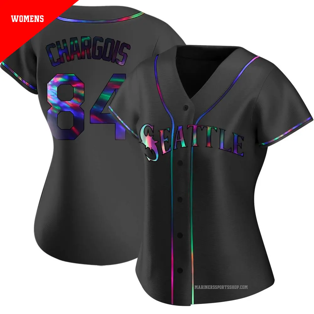 Women's ＃84 JT Chargois Seattle Mariners Black Replica Holographic Alternate Jersey