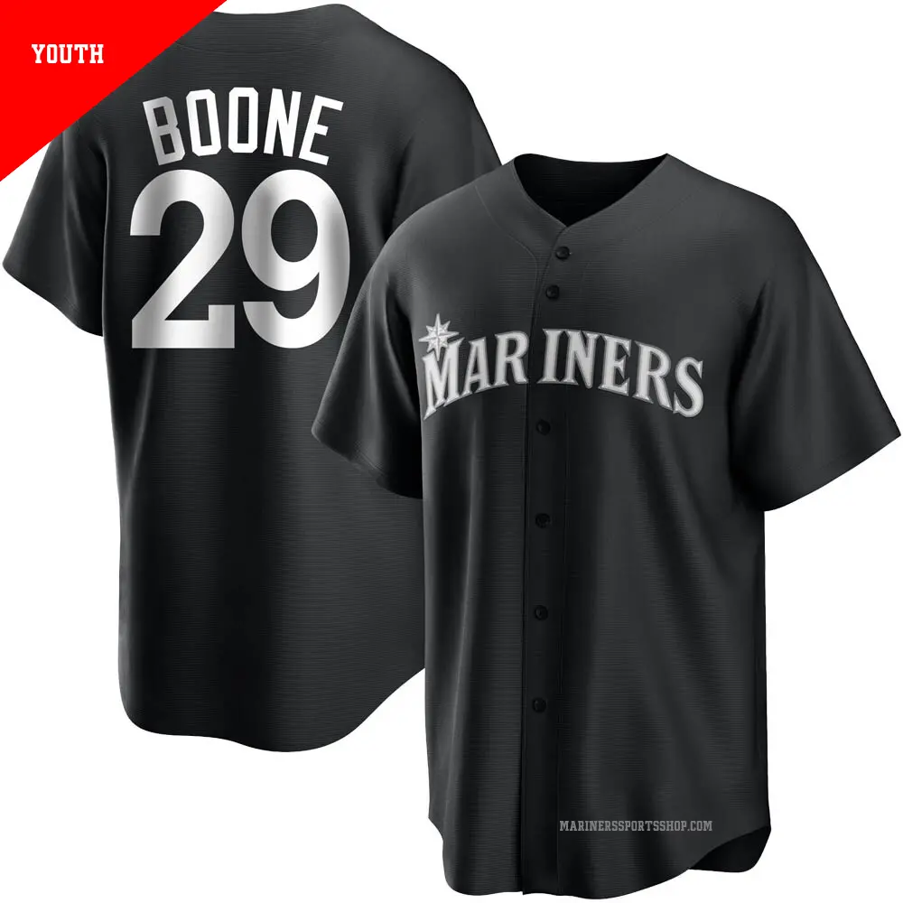 Youth ＃29 Bret Boone Seattle Mariners Black/White Replica Jersey