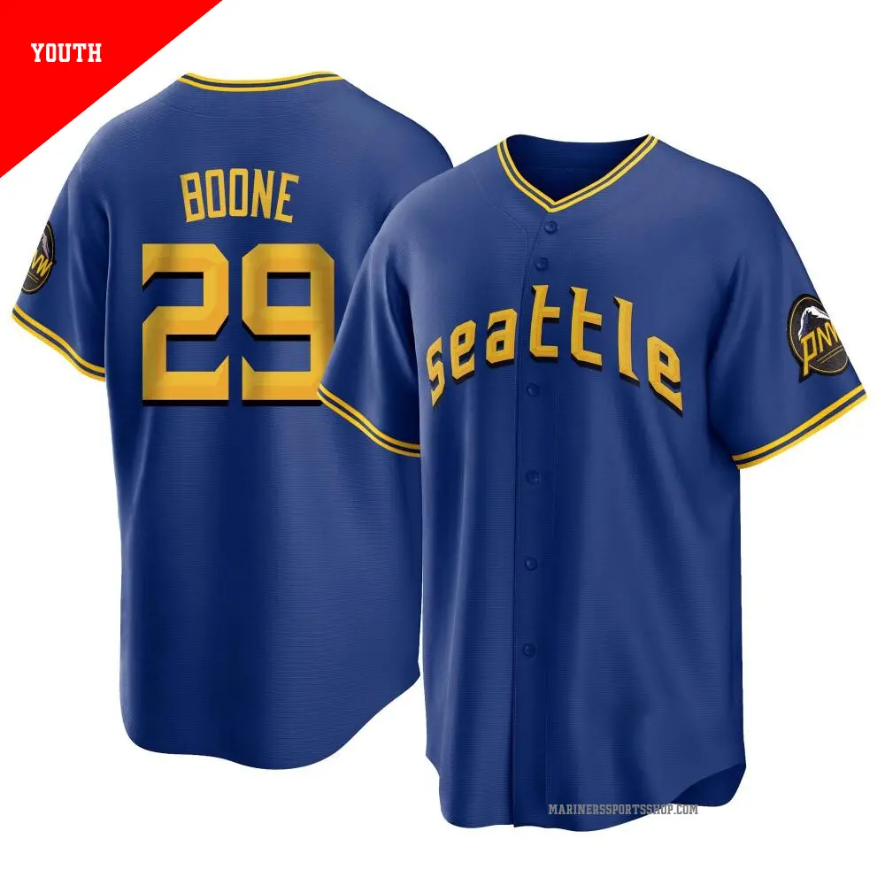 Youth ＃29 Bret Boone Seattle Mariners Royal Replica 2023 City Connect Jersey