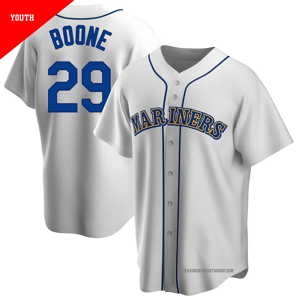 Youth ＃29 Bret Boone Seattle Mariners White Replica Home Cooperstown Collection Jersey