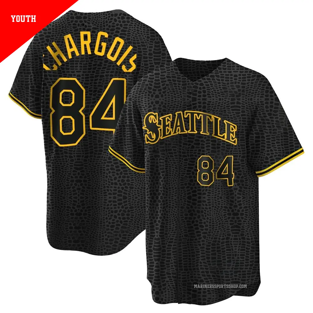 Youth ＃84 JT Chargois Seattle Mariners Black Replica Snake Skin City Jersey